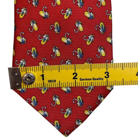 Cape Cod Neckwear 100% Silk Tie Red Fly Fishing Fly Lure Yellow Blue Flies - Picture 6 of 10